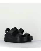 Sandales compensées en cuir Mirror argentées
