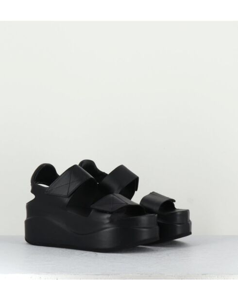 Sandales compensées en cuir Mirror argentées