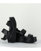 Sandales compensées en cuir Mirror argentées