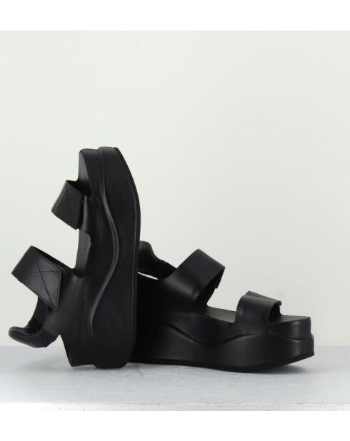 Sandales compensées en cuir Mirror argentées