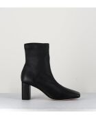 Boots à enfiler en cuir stretch Blanc noirs - Talon 6,5 cm