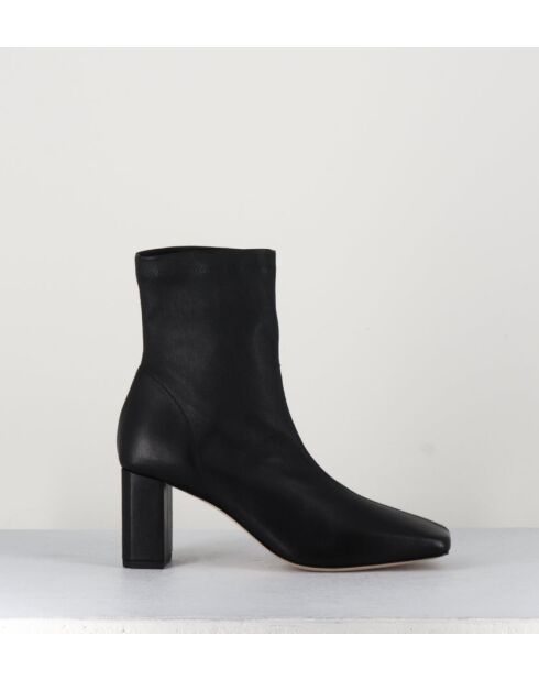Boots à enfiler en cuir stretch Blanc noirs - Talon 6,5 cm