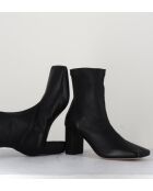 Boots à enfiler en cuir stretch Blanc noirs - Talon 6,5 cm