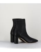 Boots à enfiler en cuir stretch Blanc noirs - Talon 6,5 cm