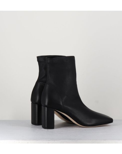 Boots à enfiler en cuir stretch Blanc noirs - Talon 6,5 cm
