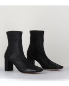 Boots à enfiler en cuir stretch Blanc noirs - Talon 6,5 cm