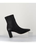 Boots à enfiler en cuir stretch Blanc noirs - Talon 6,5 cm