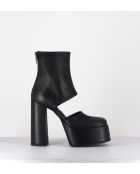 Open-boots à talon en cuir Gas noirs - Talon 13 cm