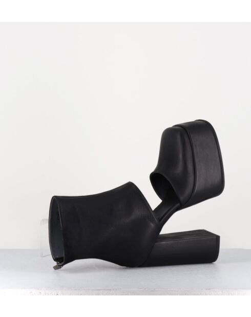 Open-boots à talon en cuir Gas noirs - Talon 13 cm