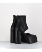 Open-boots à talon en cuir Gas noirs - Talon 13 cm