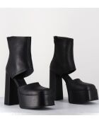 Open-boots à talon en cuir Gas noirs - Talon 13 cm