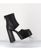 Open-boots à talon en cuir Gas noirs - Talon 13 cm