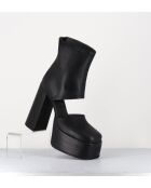 Open-boots à talon en cuir Gas noirs - Talon 13 cm