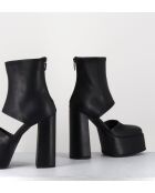 Open-boots à talon en cuir Gas noirs - Talon 13 cm
