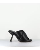Mules en cuir 1C6950D noires - Talon 8 cm