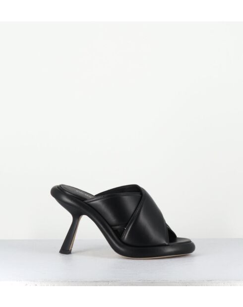 Mules en cuir 1C6950D noires - Talon 8 cm