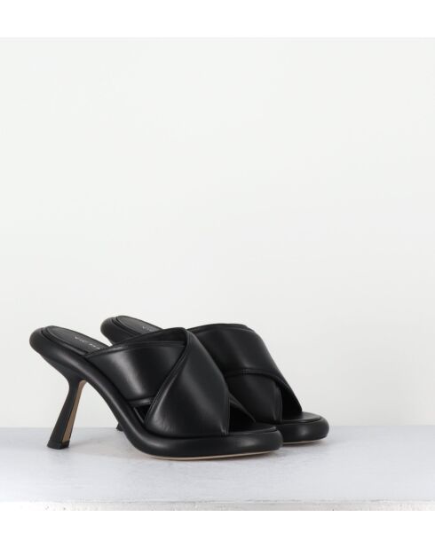 Mules en cuir 1C6950D noires - Talon 8 cm
