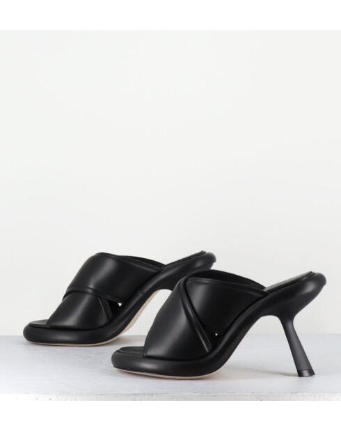 Mules en cuir 1C6950D noires - Talon 8 cm