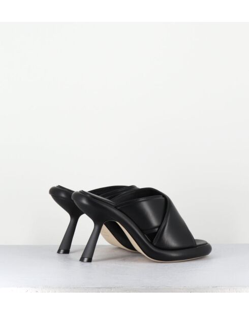 Mules en cuir 1C6950D noires - Talon 8 cm