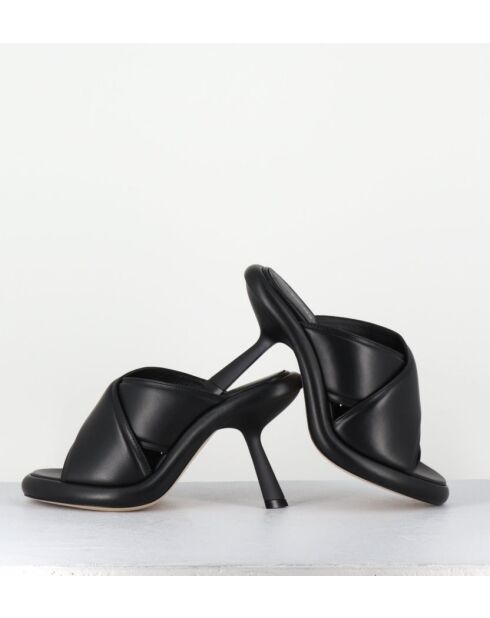 Mules en cuir 1C6950D noires - Talon 8 cm
