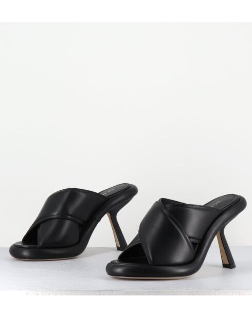 Mules en cuir 1C6950D noires - Talon 8 cm