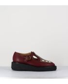 Chaussures creepers Mary-Janes bride réglables en cuir bordeaux