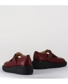 Chaussures creepers Mary-Janes bride réglables en cuir bordeaux