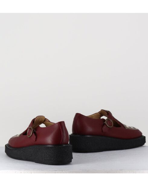 Chaussures creepers Mary-Janes bride réglables en cuir bordeaux