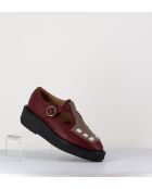 Chaussures creepers Mary-Janes bride réglables en cuir bordeaux