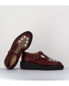 Chaussures creepers Mary-Janes bride réglables en cuir bordeaux