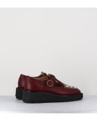 Chaussures creepers Mary-Janes bride réglables en cuir bordeaux