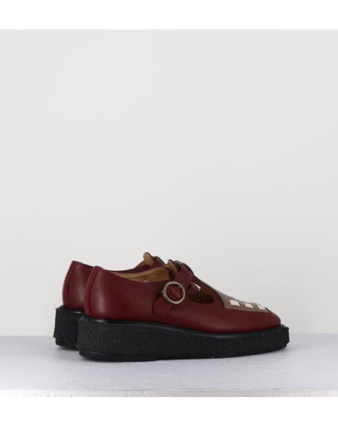 Chaussures creepers Mary-Janes bride réglables en cuir bordeaux