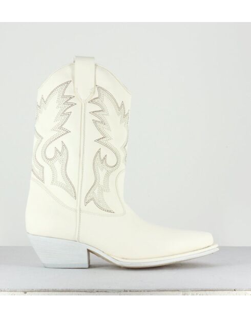 Bottes Santiago en cuir 8454D blanches -Talon 5 cm