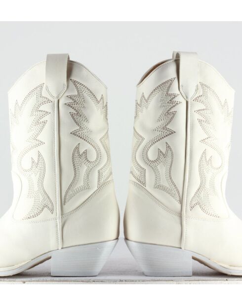 Bottes Santiago en cuir 8454D blanches -Talon 5 cm