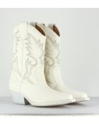 Bottes Santiago en cuir 8454D blanches -Talon 5 cm