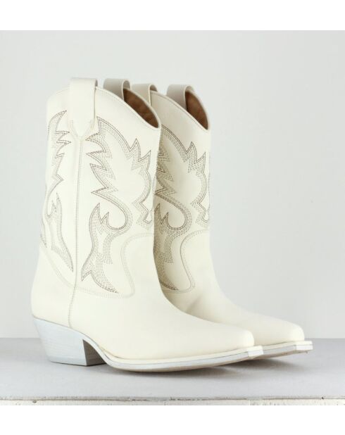 Bottes Santiago en cuir 8454D blanches -Talon 5 cm