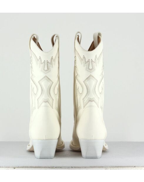 Bottes Santiago en cuir 8454D blanches -Talon 5 cm