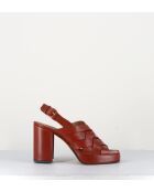 Sandalias Mattone Frassino de piel color ladrillo con tacón de 9 cm