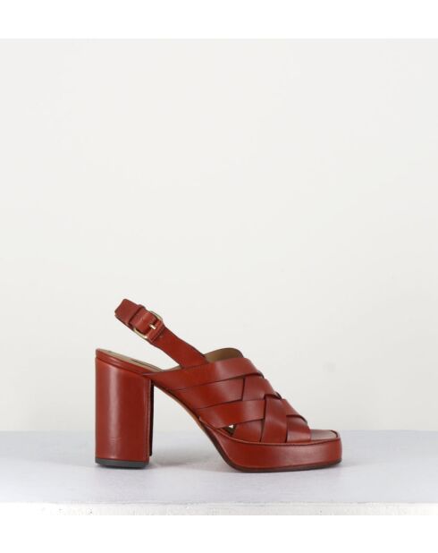 Sandales à talon en cuir Mattone Frassino briques - Talon 9 cm