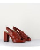 Sandalias Mattone Frassino de piel color ladrillo con tacón de 9 cm