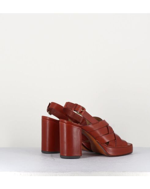 Sandales à talon en cuir Mattone Frassino briques - Talon 9 cm
