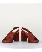 Sandalias Mattone Frassino de piel color ladrillo con tacón de 9 cm