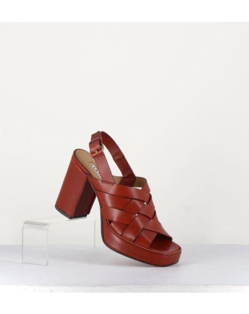 Sandales à talon en cuir Mattone Frassino briques - Talon 9 cm