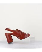 Sandalias Mattone Frassino de piel color ladrillo con tacón de 9 cm