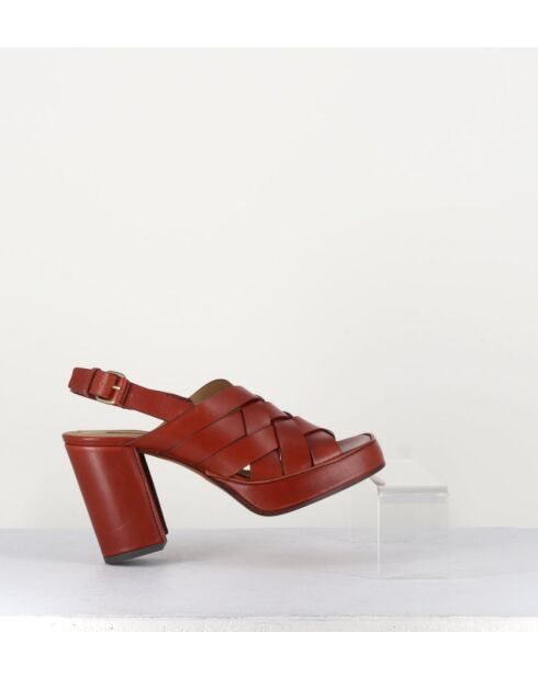 Sandales à talon en cuir Mattone Frassino briques - Talon 9 cm