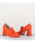 Mocassins en cuir A5183 orange - Talon 8 cm