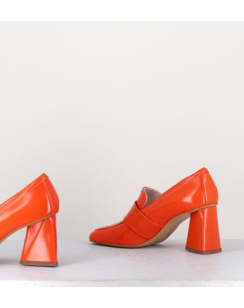 Mocassins en cuir A5183 orange - Talon 8 cm