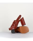 Sandalias Mattone Frassino de piel color ladrillo con tacón de 9 cm