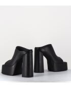 Schwarze Gas-Sandalen aus Leder mit 13 cm Absatz