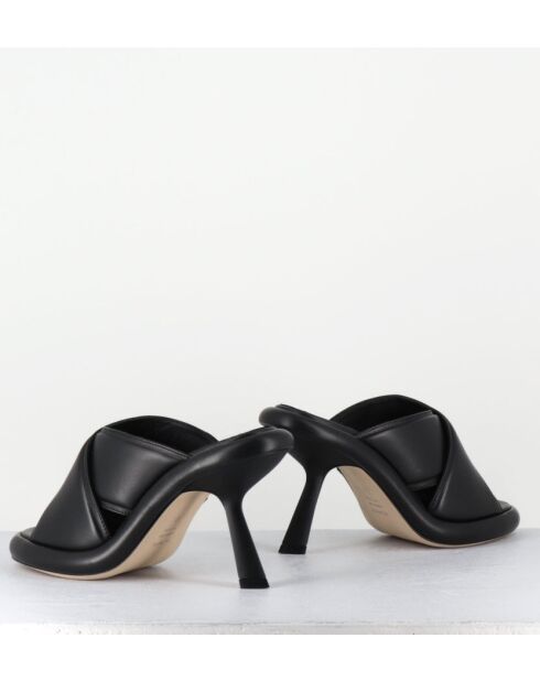 Mules en cuir 1C6950D noires - Talon 8 cm